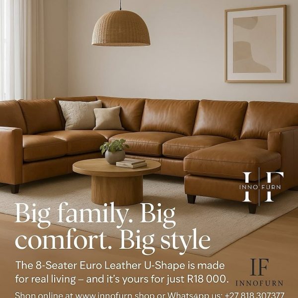 8 Seater Euro U Shaped Leather Couch