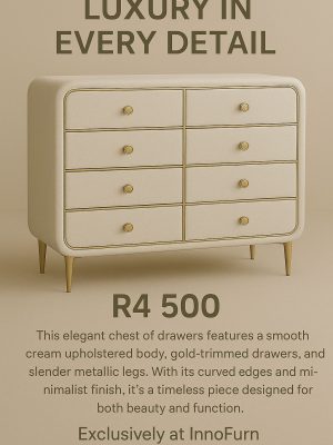 Cream Upholstered Chest of Drawers