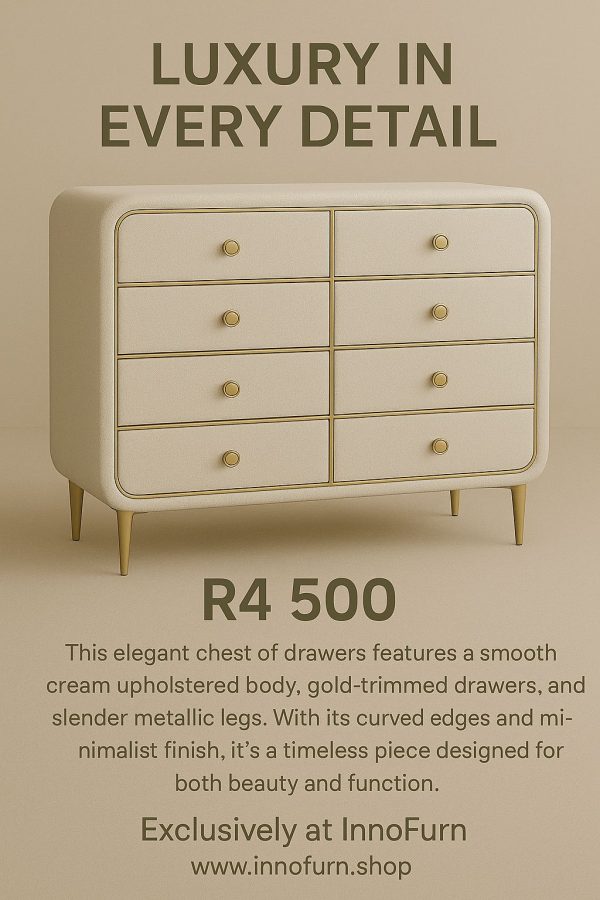 Cream Upholstered Chest of Drawers