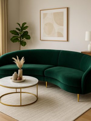 Curved Velvet Couch