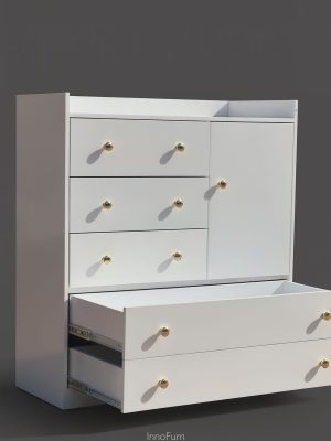 White Modern 6-Drawer Chest with Gold Handles