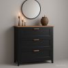Modern Black & Wood Chest of Drawers