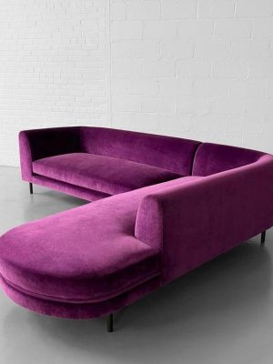 Velvet Plum Curved Chaise Sofa