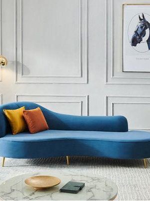 Sapphire Blue Chaise Lounge Sofa