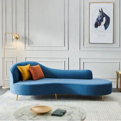 Sapphire Blue Chaise Lounge Sofa