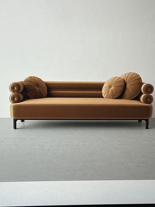Vintage Caramel Bolster Sofa